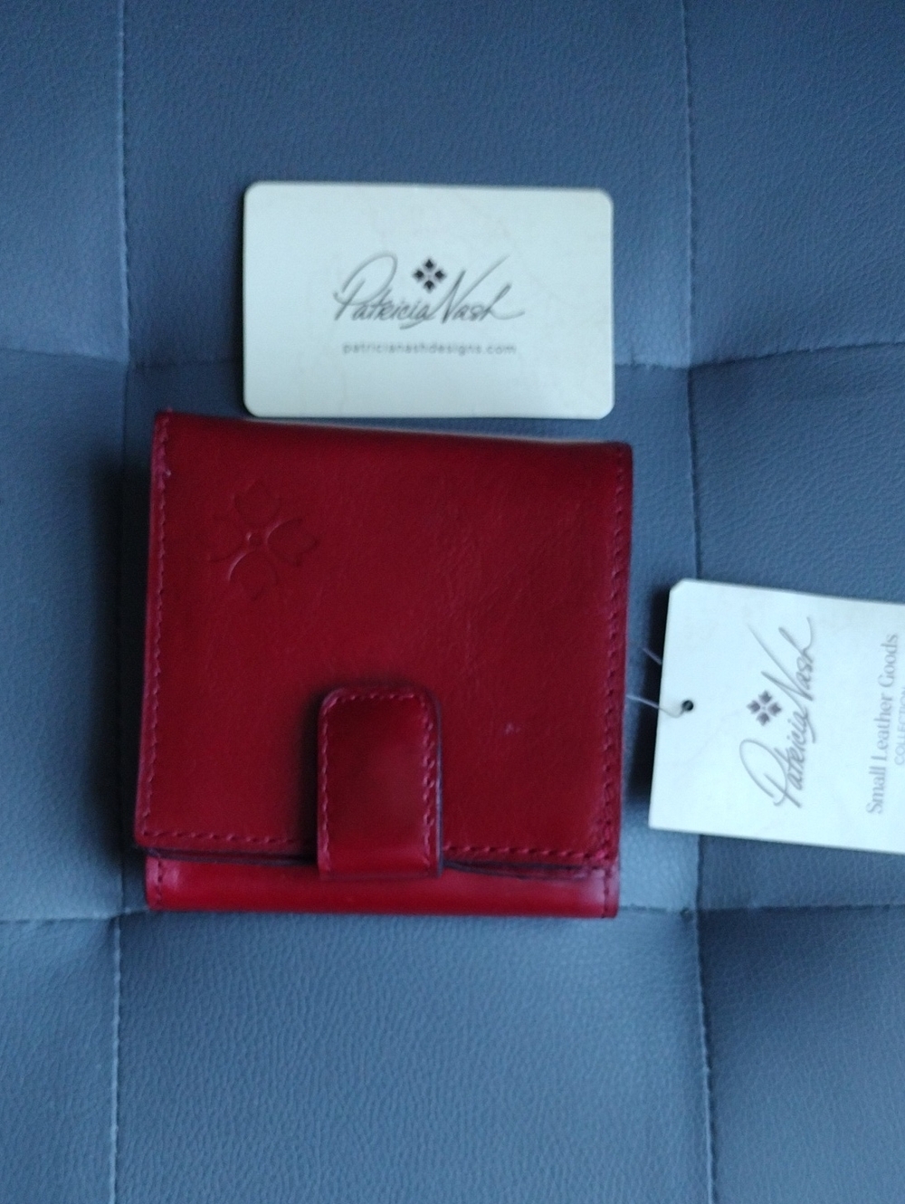 Patricia Nash Red Leather Compact Snap Card Holder